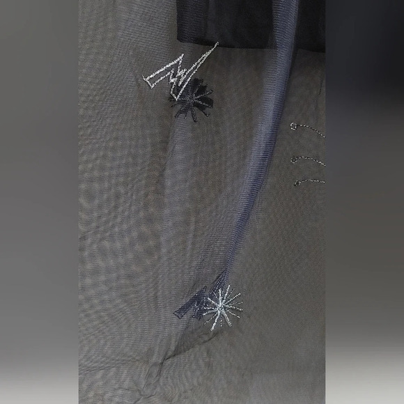 Bongo Midi Skirt Black embroidered Planets Stars Punk Whimsigoth Fairy Grunge - Picture 4 of 8